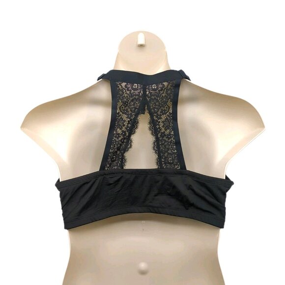 Cacique Lane Bryant Womens Bra Boost Plunge U/W Front Close 50D Black Gold Stars - Picture 2 of 8